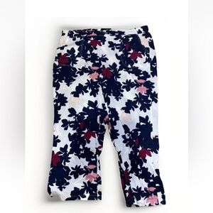 Liz Claiborne Girls Navy Floral Capri Pants with Pink Accents